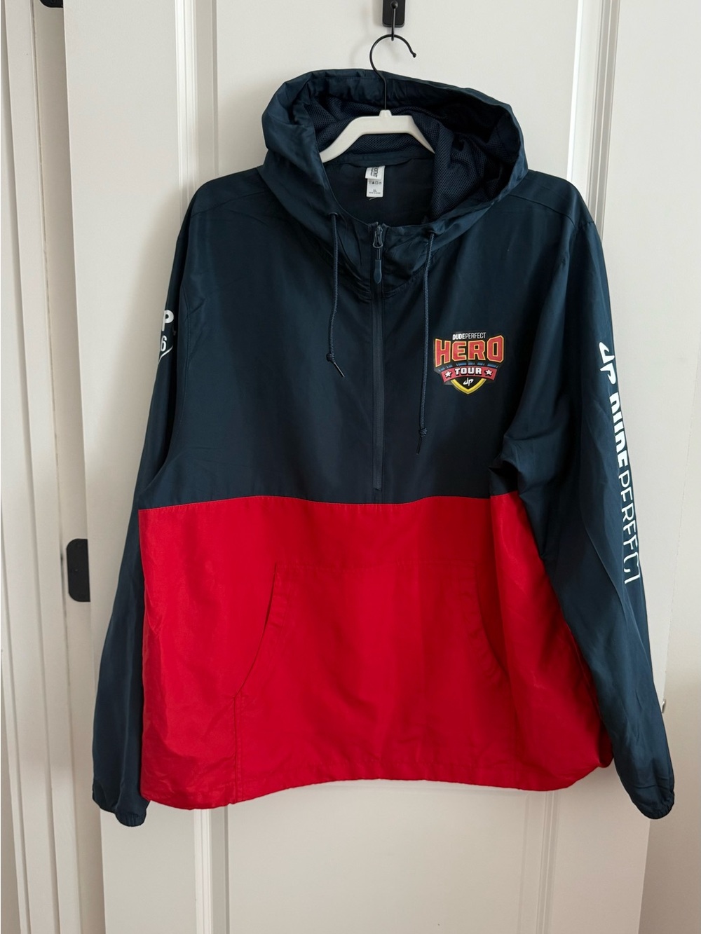 Dude Perfect - Tour Crew Windbreaker Jacket- Navy & Red